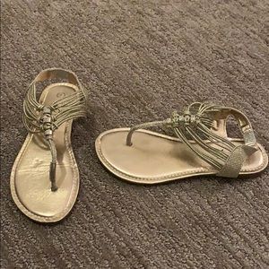 Rouge Helium Gold Strap Back Sandals